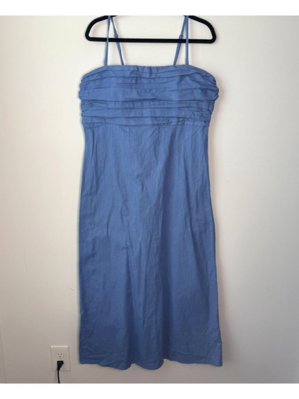 Abercrombie & Fitch Emerson Linen Cotton Blend Maxi Dress Blue XL Preppy Coastal - Picture 4 of 12